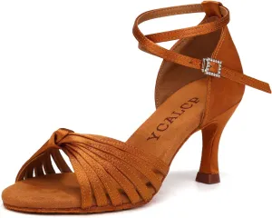 Women's Latin Dance Shoes Satin Professional Ballroom Salsa Dancing Shoes Open Toe Practice Performance Jazz Tap Dance Shoes
