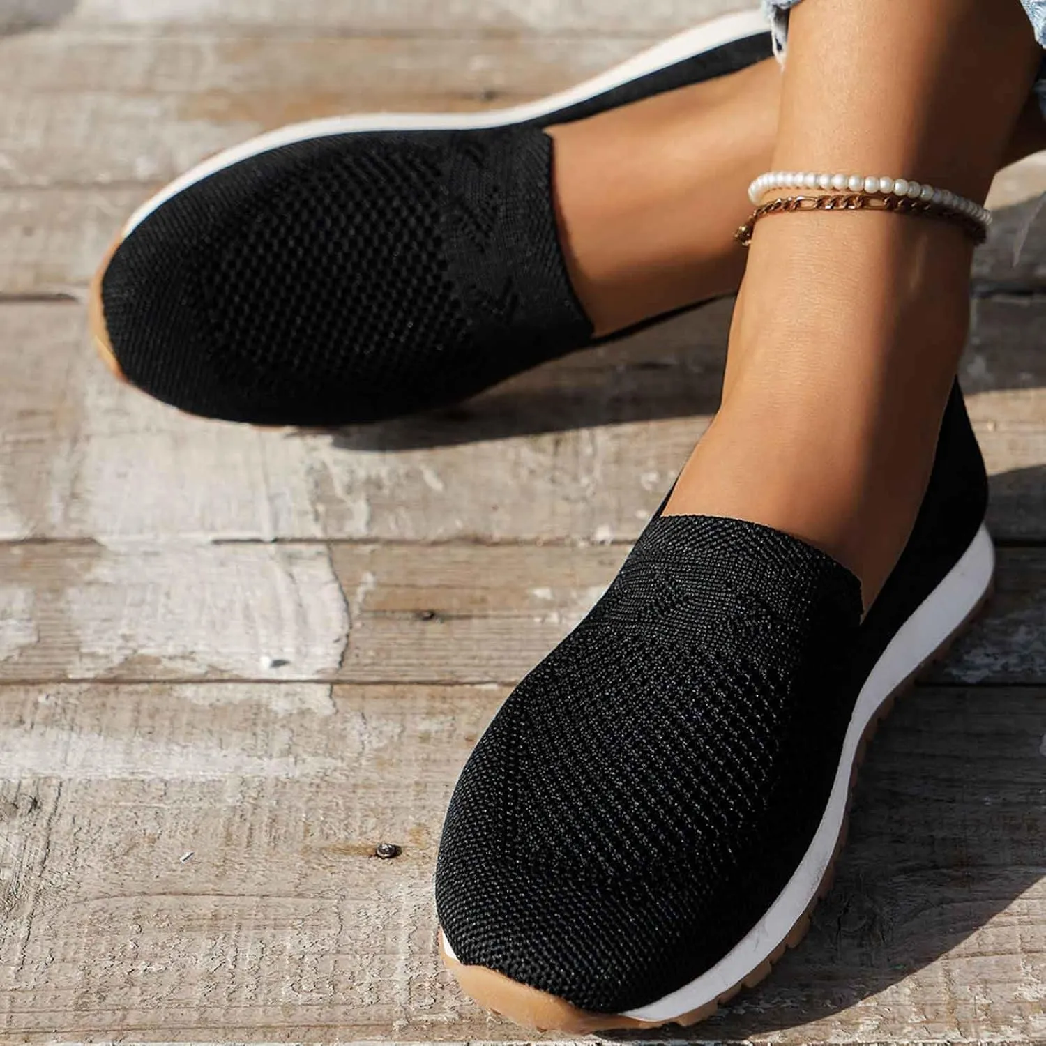 Women's Slip On Walking Shoes with Arch Support Non Slip Nursing Shoes Lightweight Breathable Casual Work Shoes
