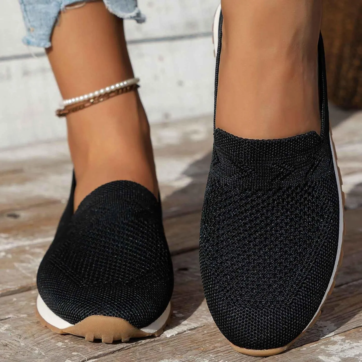Women's Slip On Walking Shoes with Arch Support Non Slip Nursing Shoes Lightweight Breathable Casual Work Shoes
